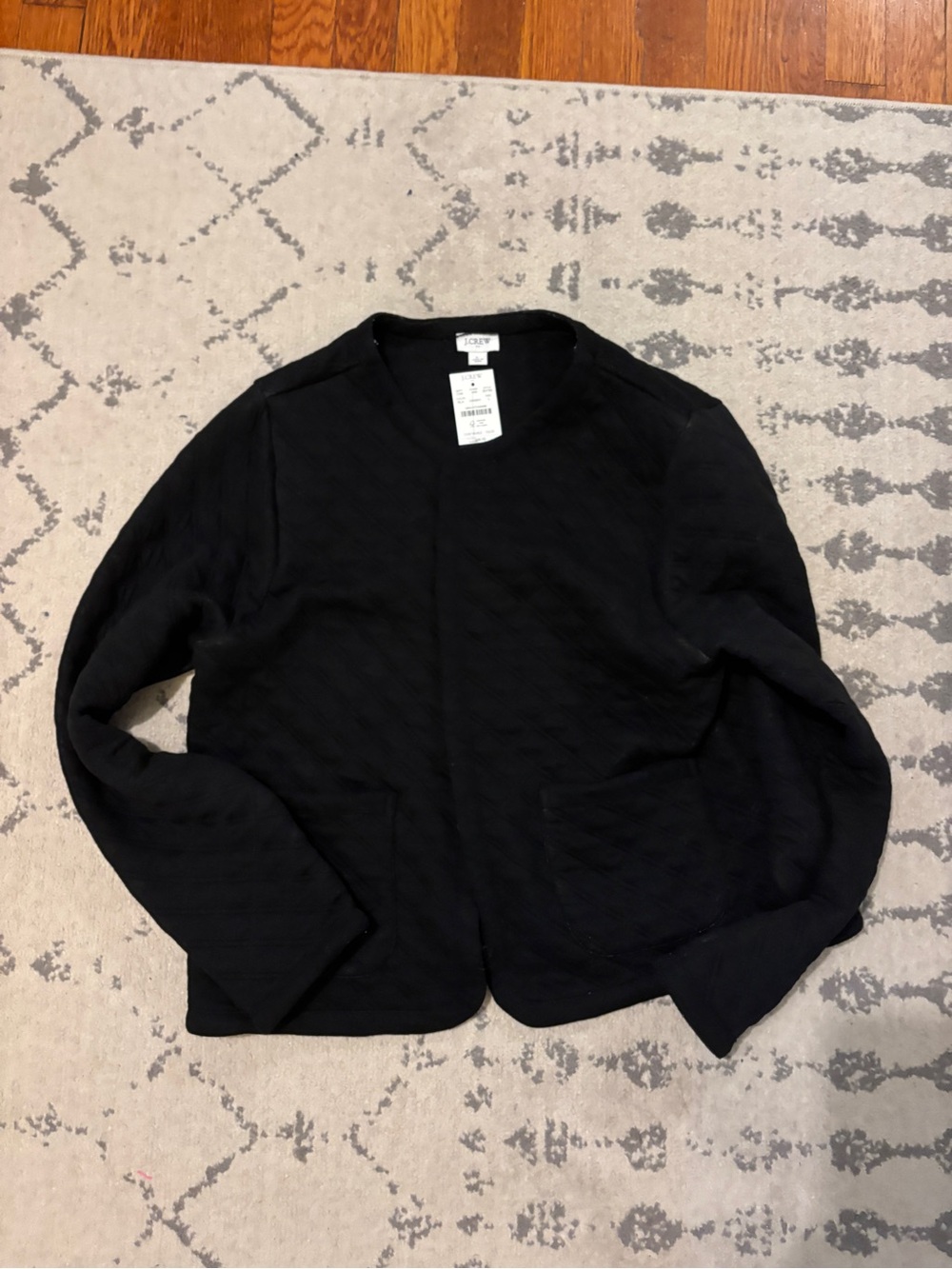 J. Crew Black Quilted Open-Front Blazer